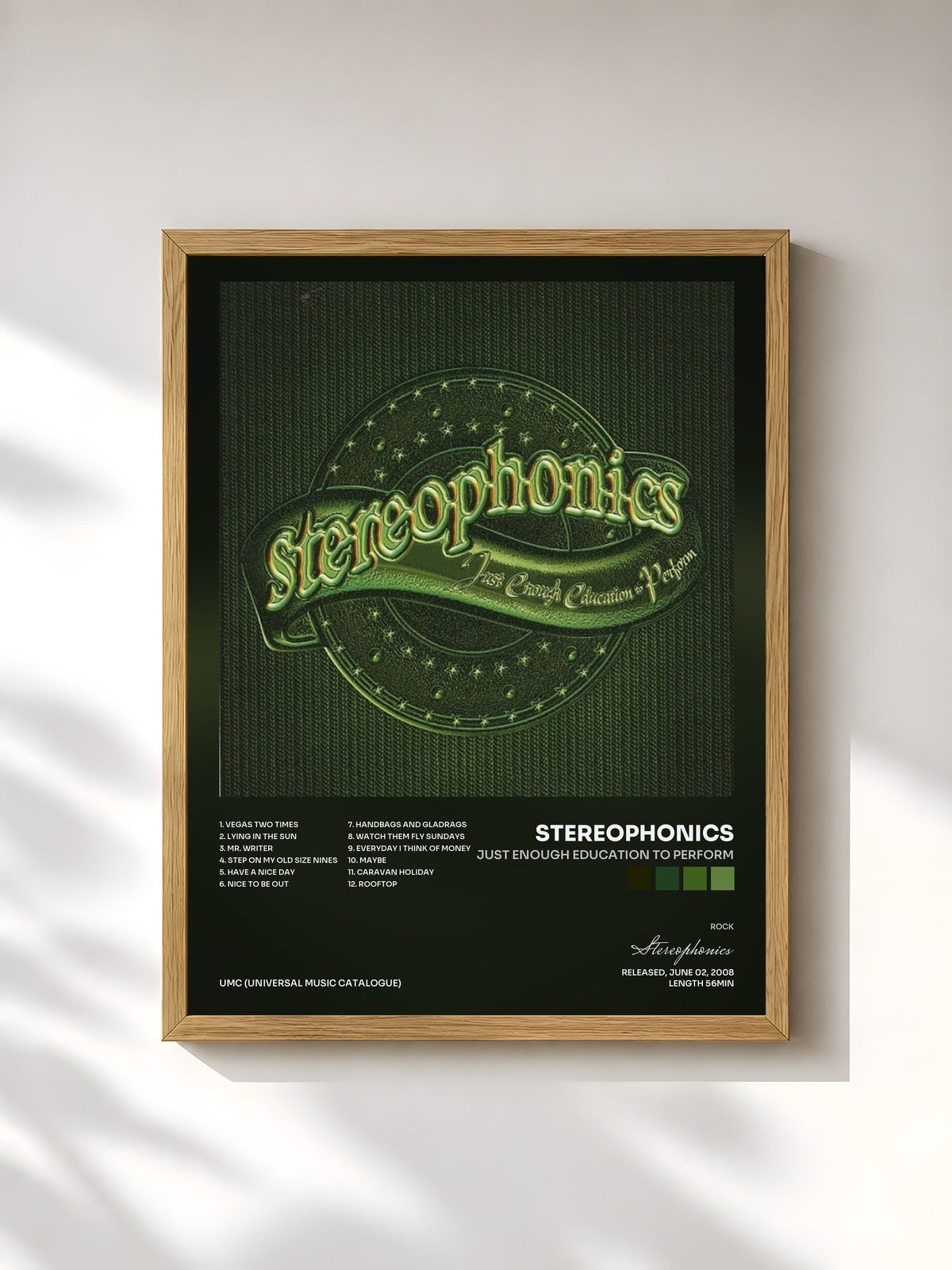 #bois Tableau de l'album Just Enough Education To Perform de Stereophonics, cadre en bois brut, imprimé et encadré en France