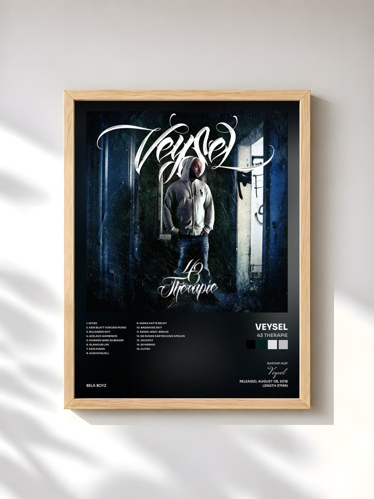 #bois Tableau de l'album 43 Therapie de Veysel, cadre en bois brut, imprimé et encadré en France