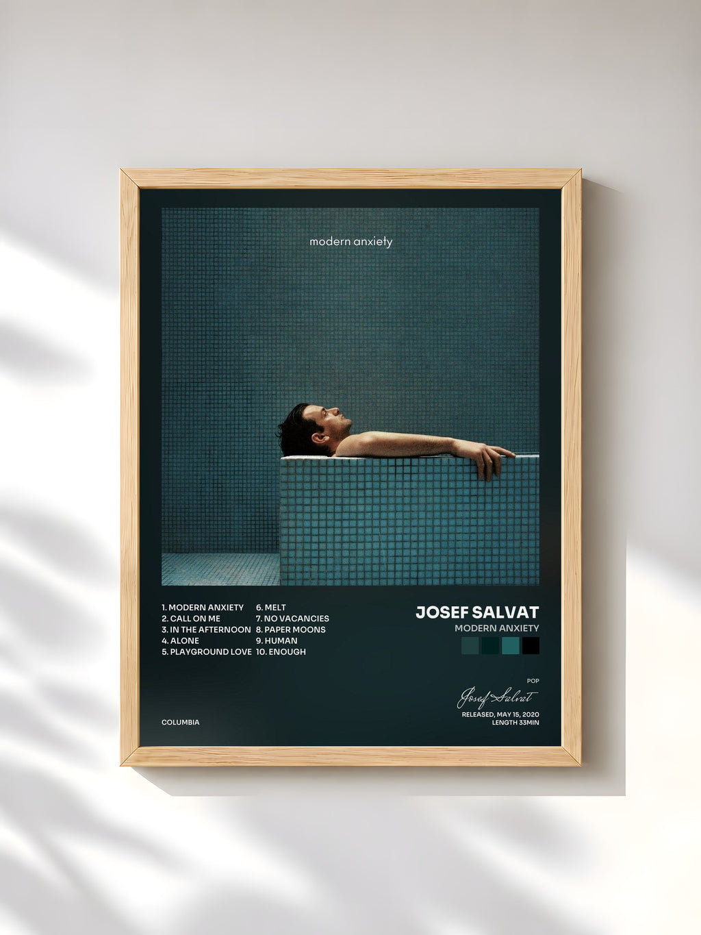 #bois Tableau de l'album modern anxiety de Josef Salvat, cadre en bois brut, imprimé et encadré en France