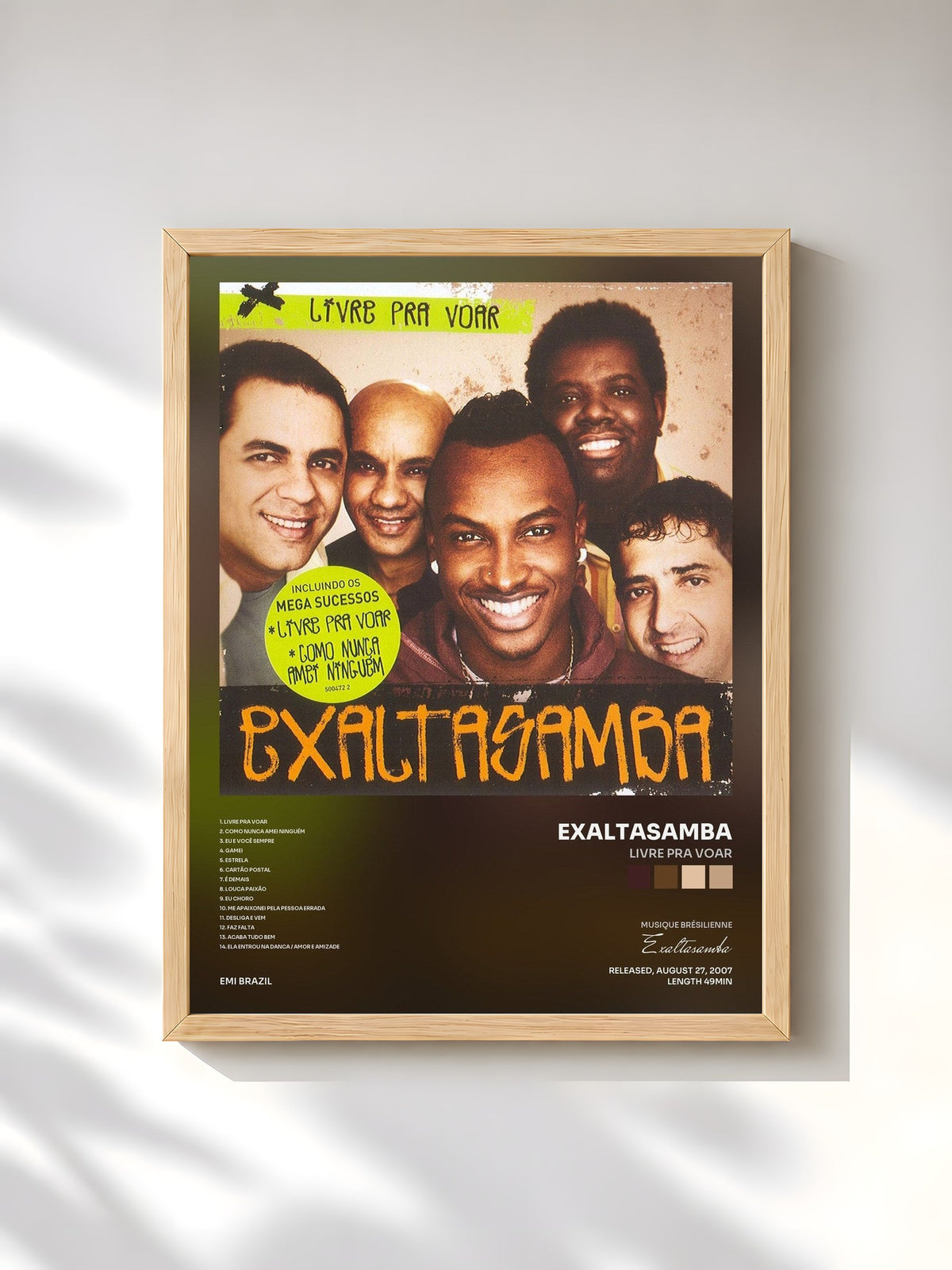 #bois Tableau de l'album Livre Pra Voar de Exaltasamba, cadre en bois brut, imprimé et encadré en France