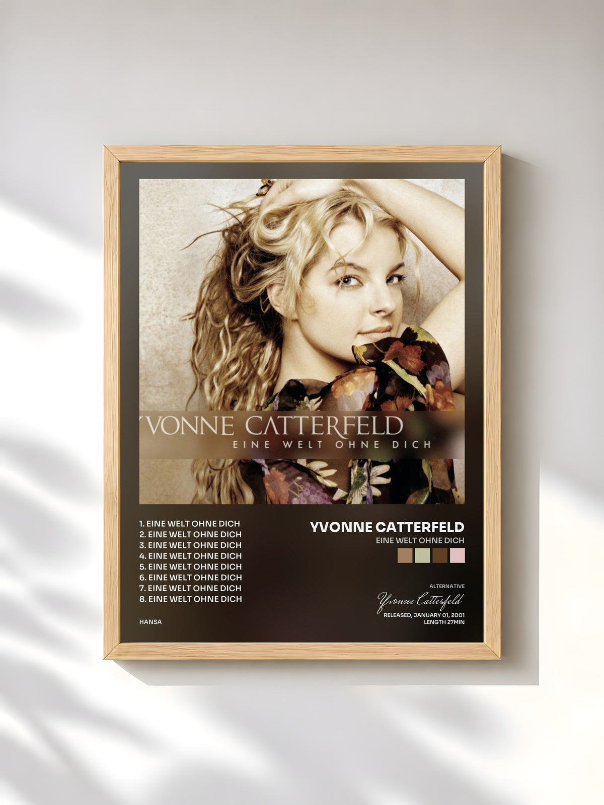 #bois Tableau de l'album Eine Welt ohne dich de Yvonne Catterfeld, cadre en bois brut, imprimé et encadré en France