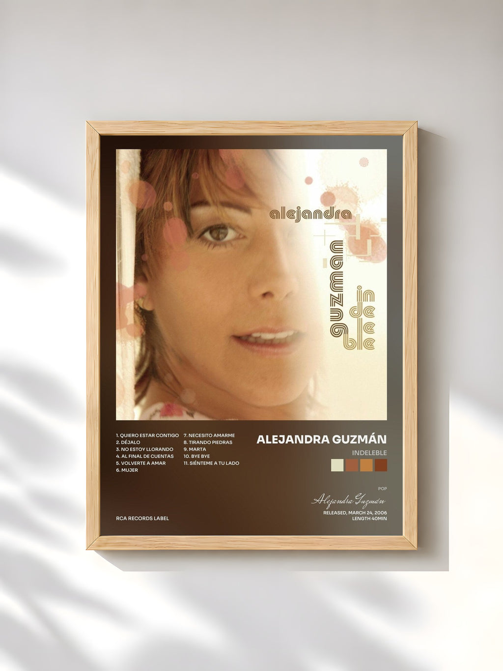 #bois Tableau de l'album Indeleble de Alejandra Guzmán, cadre en bois brut, imprimé et encadré en France