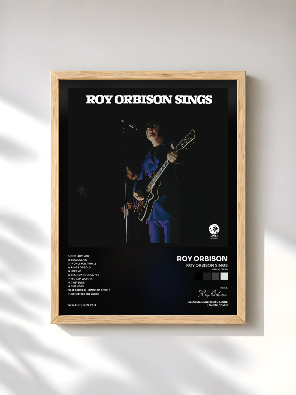 #bois Tableau de l'album Roy Orbison Sings (Remastered) de Roy Orbison, cadre en bois brut, imprimé et encadré en France