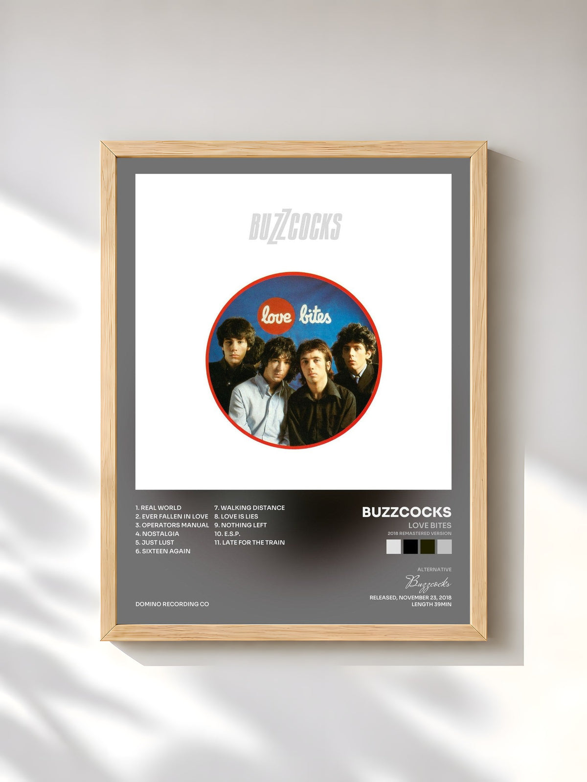 #bois Tableau de l'album Love Bites (2018 Remastered Version) de Buzzcocks, cadre en bois brut, imprimé et encadré en France