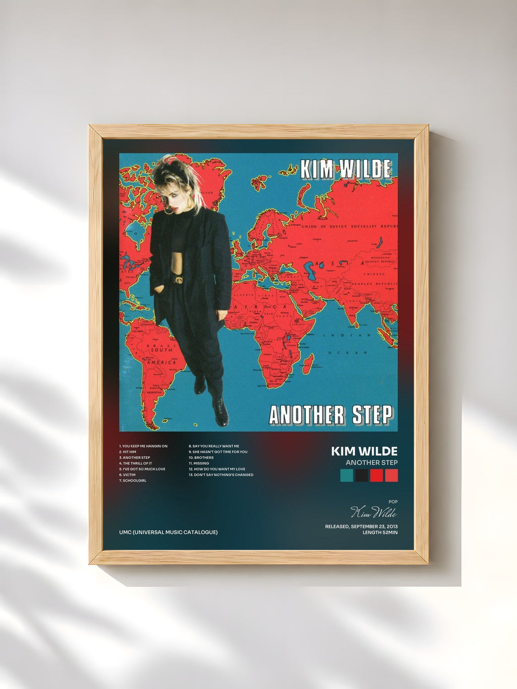 #bois Tableau de l'album Another Step de Kim Wilde, cadre en bois brut, imprimé et encadré en France