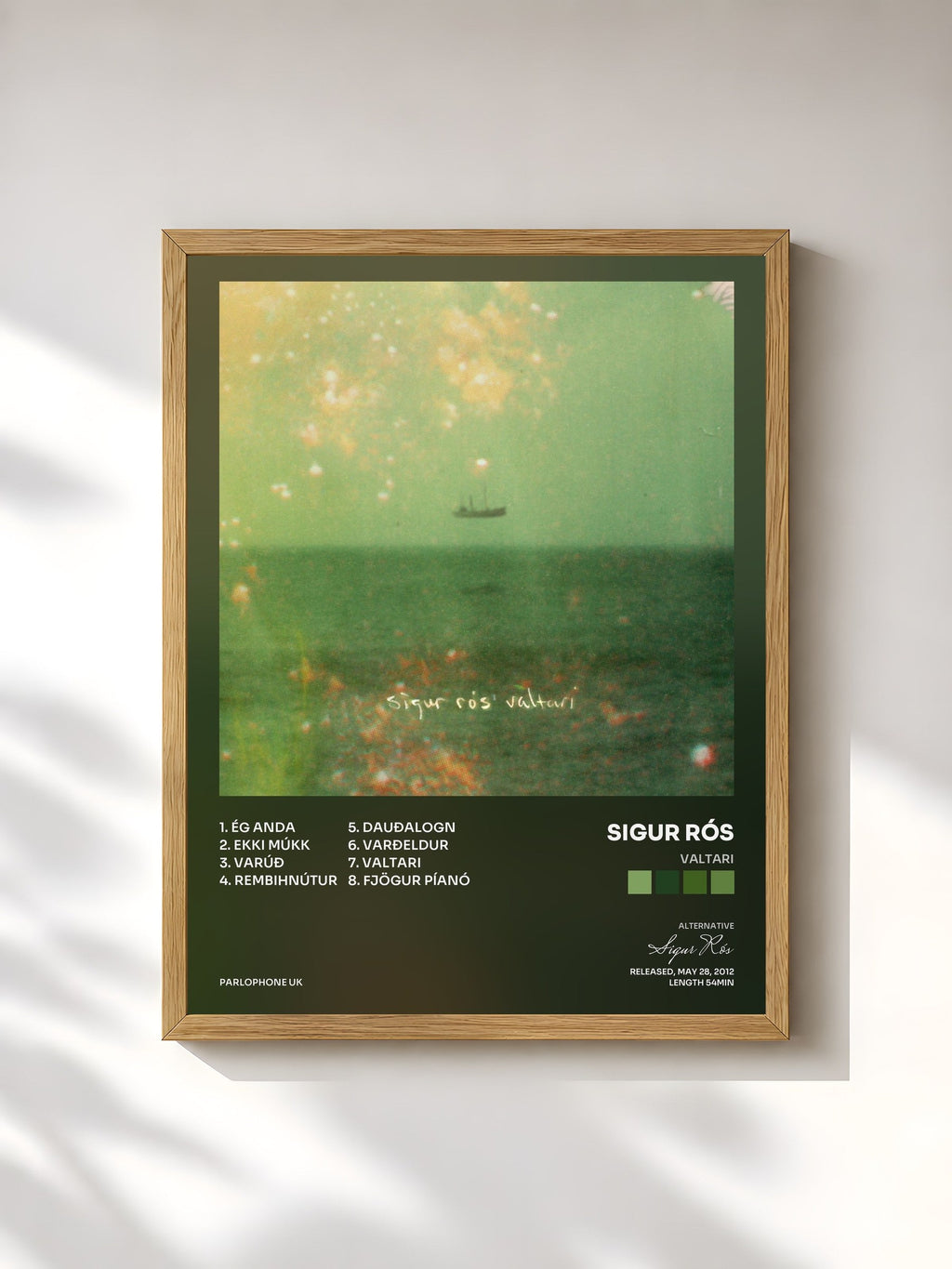 #bois Tableau de l'album Valtari de Sigur Rós, cadre en bois brut, imprimé et encadré en France