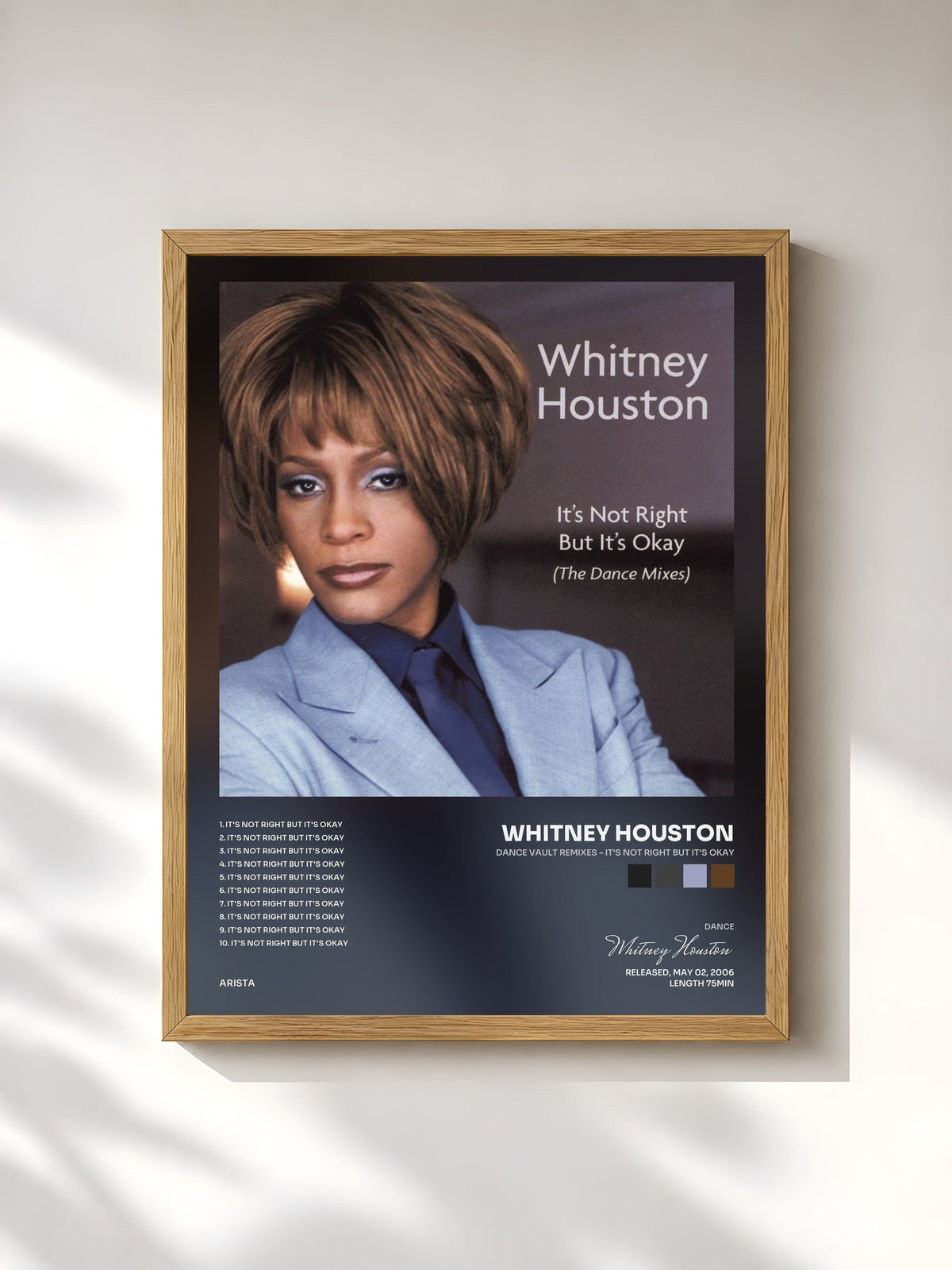 #bois Tableau de l'album Dance Vault Remixes - It's Not Right But It's Okay de Whitney Houston, cadre en bois brut, imprimé et encadré en France