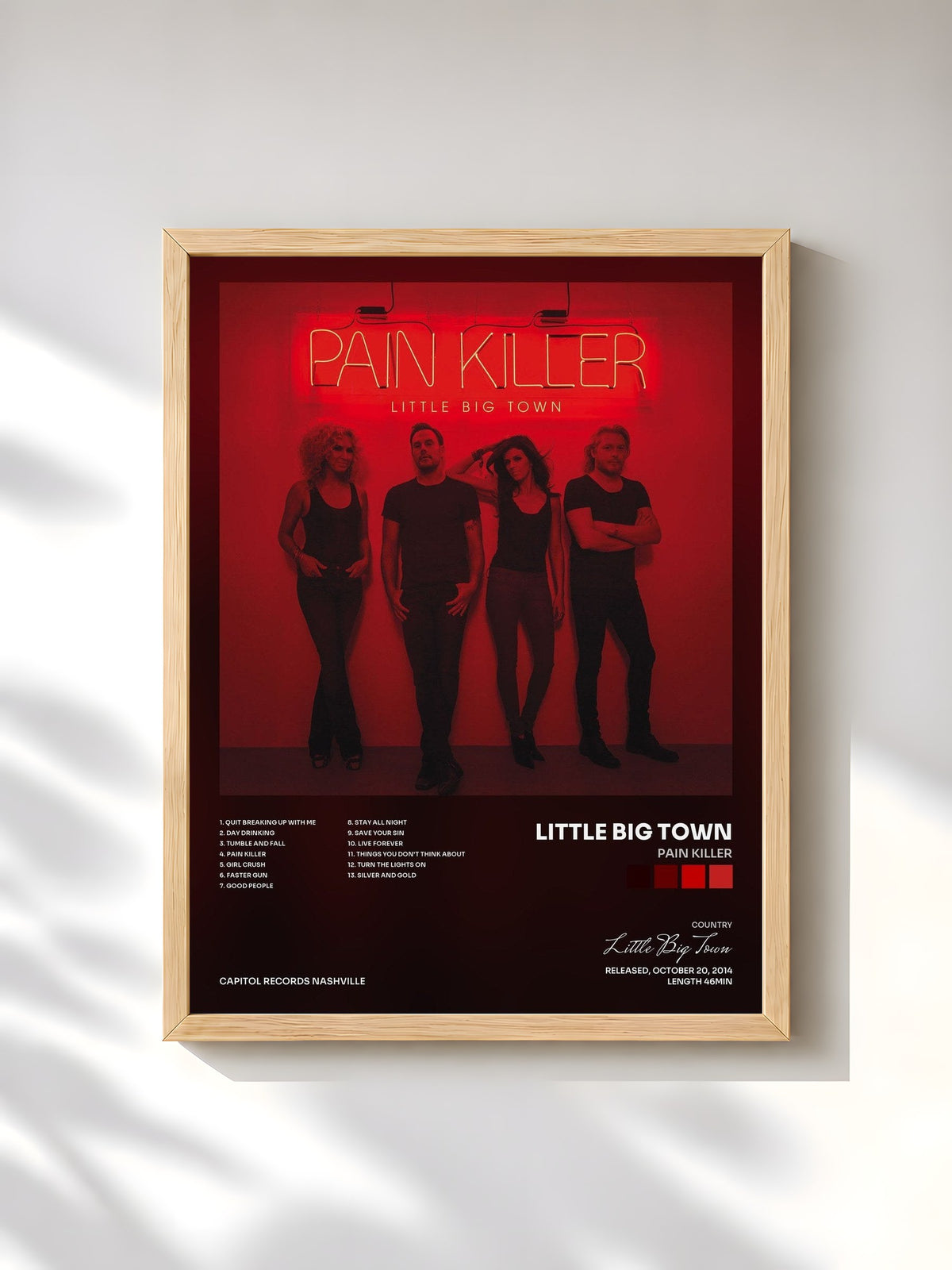 #bois Tableau de l'album Pain Killer de Little Big Town, cadre en bois brut, imprimé et encadré en France