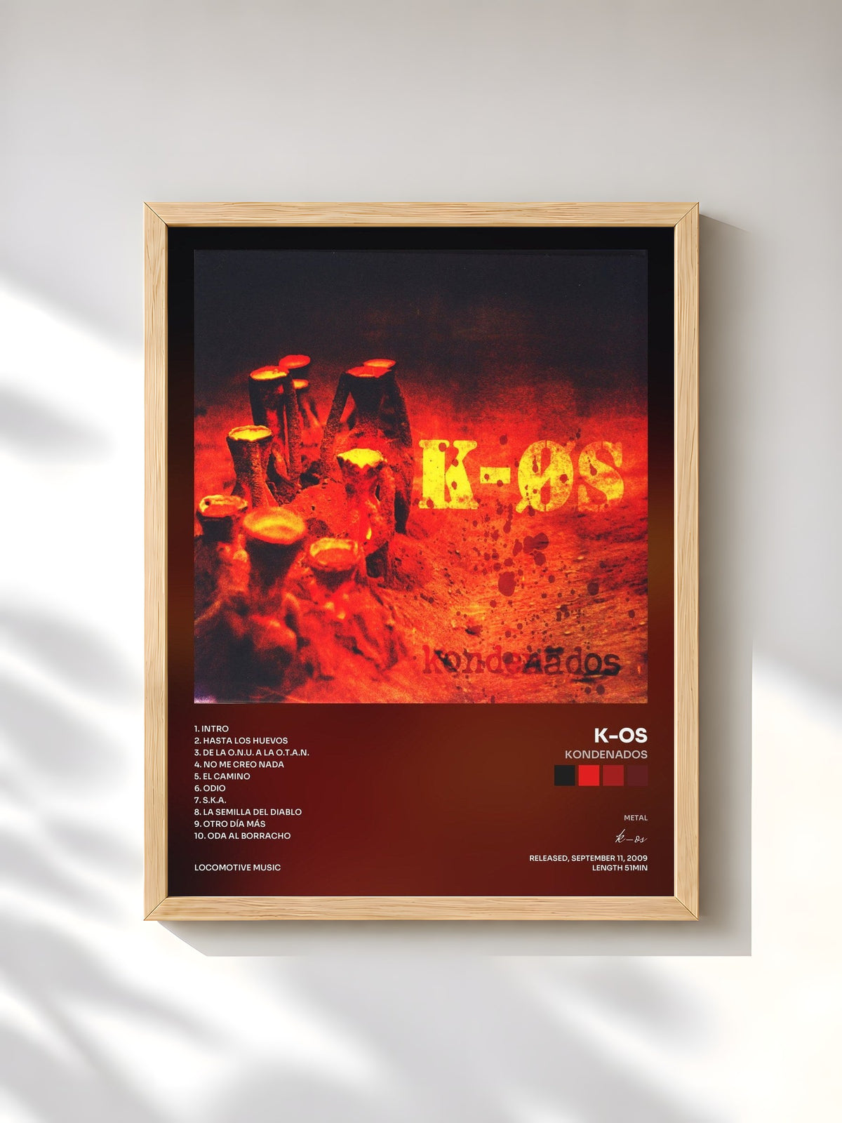 #bois Tableau de l'album Kondenados de k-os, cadre en bois brut, imprimé et encadré en France