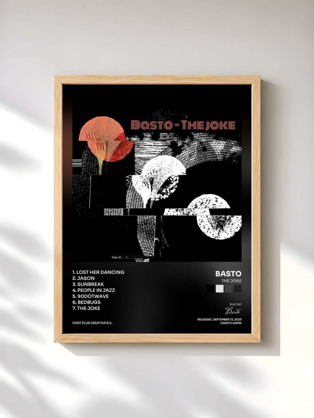 #bois Tableau de l'album The Joke de Basto, cadre en bois brut, imprimé et encadré en France