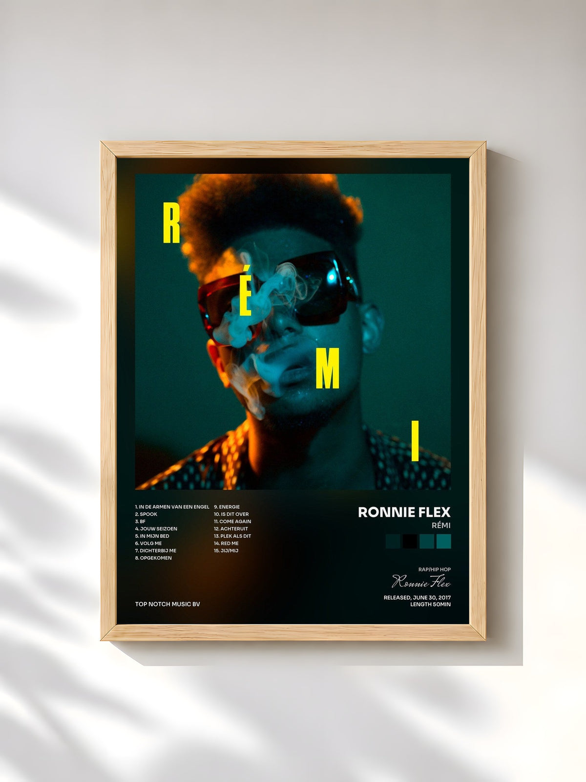 #bois Tableau de l'album Rémi de Ronnie Flex, cadre en bois brut, imprimé et encadré en France