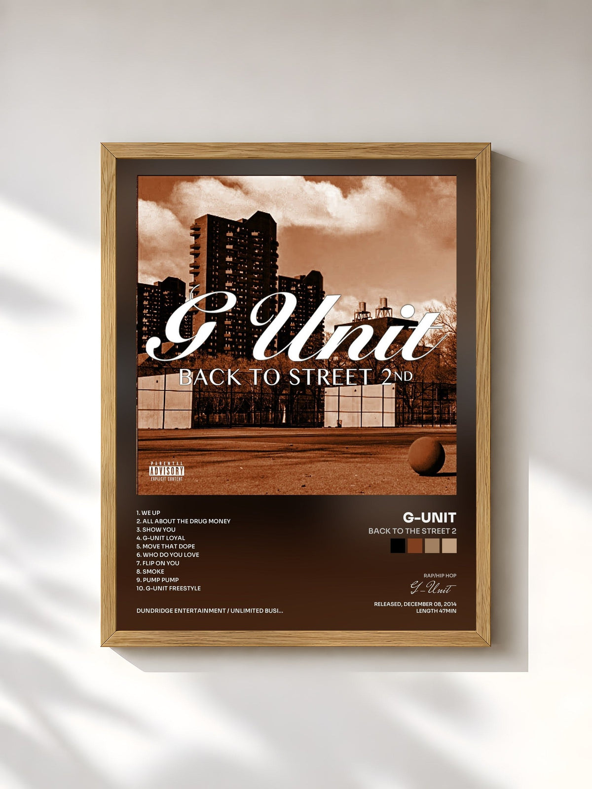 #bois Tableau de l'album Back To The Street 2 de G-Unit, cadre en bois brut, imprimé et encadré en France