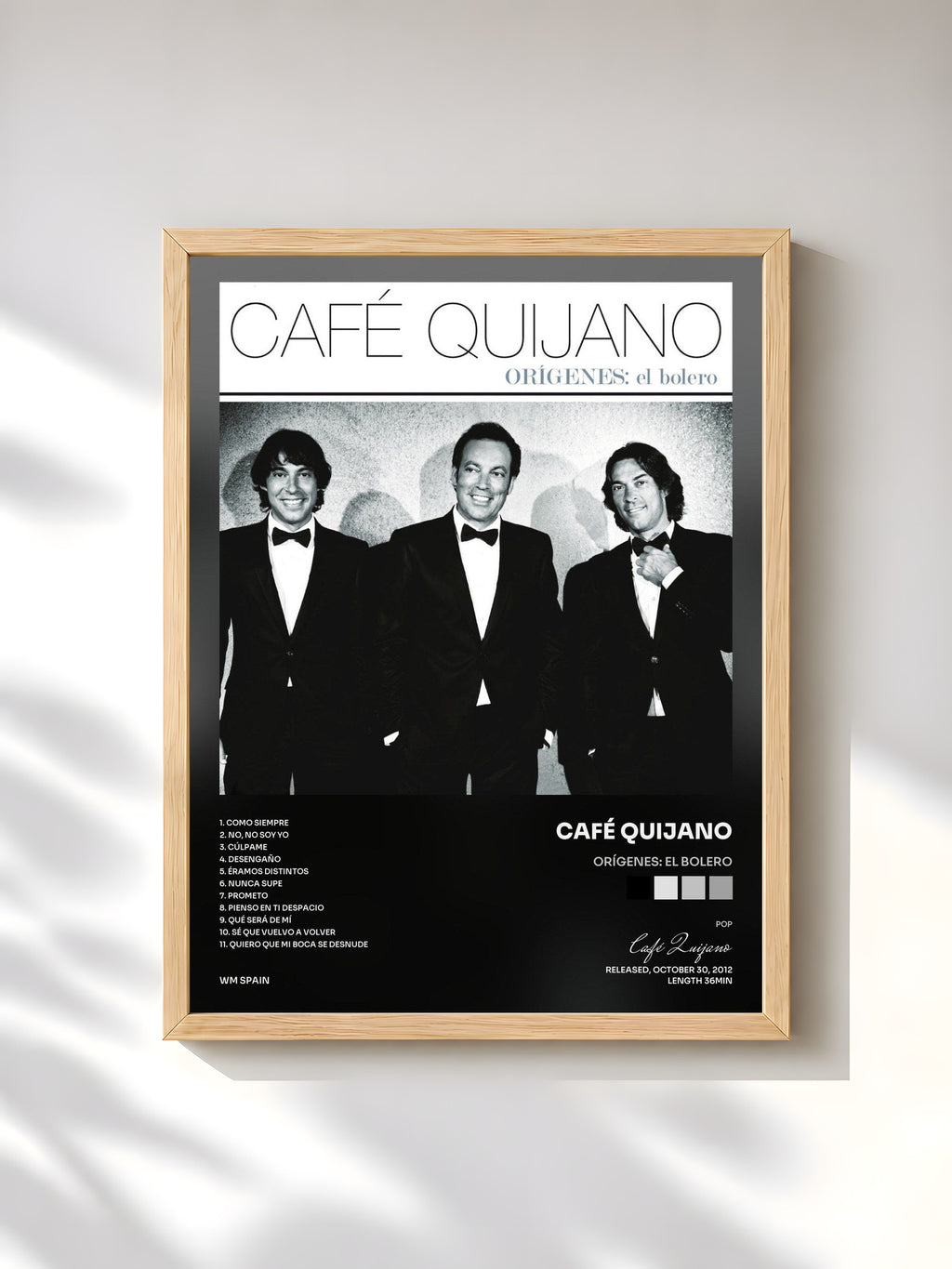 #bois Tableau de l'album Orígenes: El Bolero de Café Quijano, cadre en bois brut, imprimé et encadré en France
