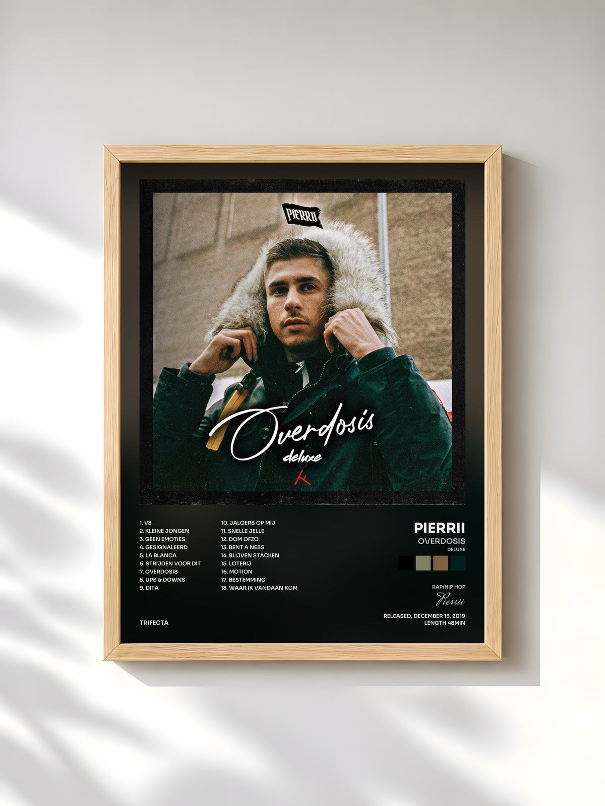 #bois Tableau de l'album Overdosis (Deluxe) de Pierrii, cadre en bois brut, imprimé et encadré en France