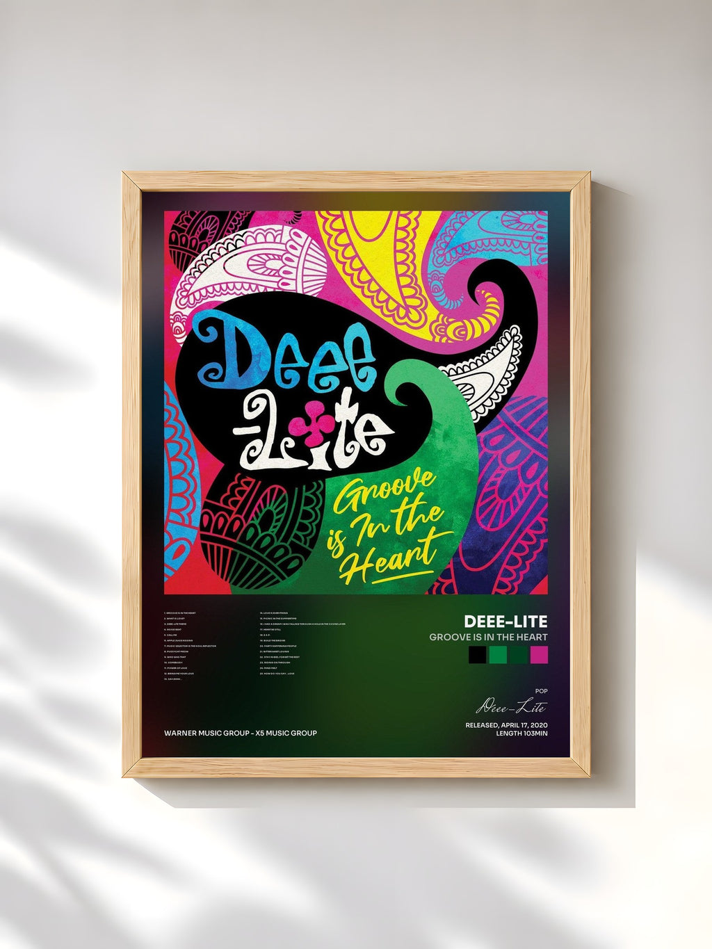 #bois Tableau de l'album Groove Is In the Heart de Deee-Lite, cadre en bois brut, imprimé et encadré en France