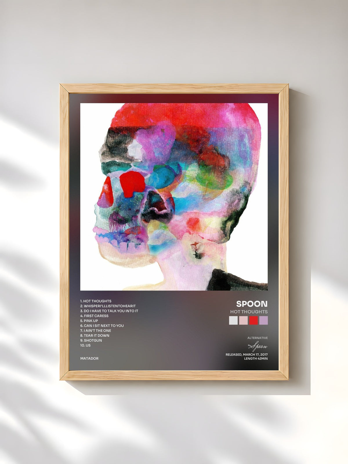 #bois Tableau de l'album Hot Thoughts de Spoon, cadre en bois brut, imprimé et encadré en France