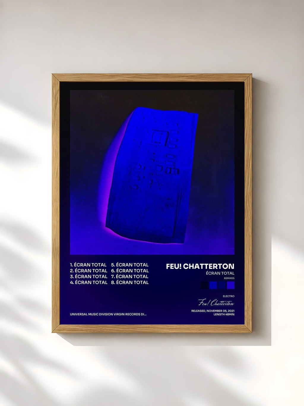 #bois Tableau de l'album Écran Total (Remixes) de Feu! Chatterton, cadre en bois brut, imprimé et encadré en France