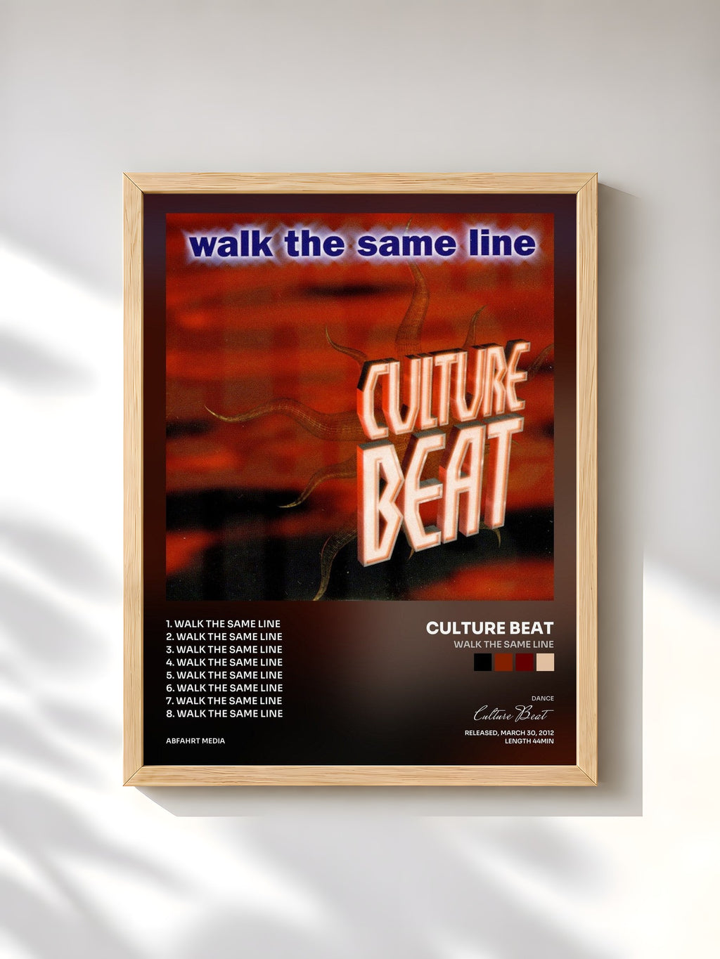 #bois Tableau de l'album Walk the Same Line de Culture Beat, cadre en bois brut, imprimé et encadré en France