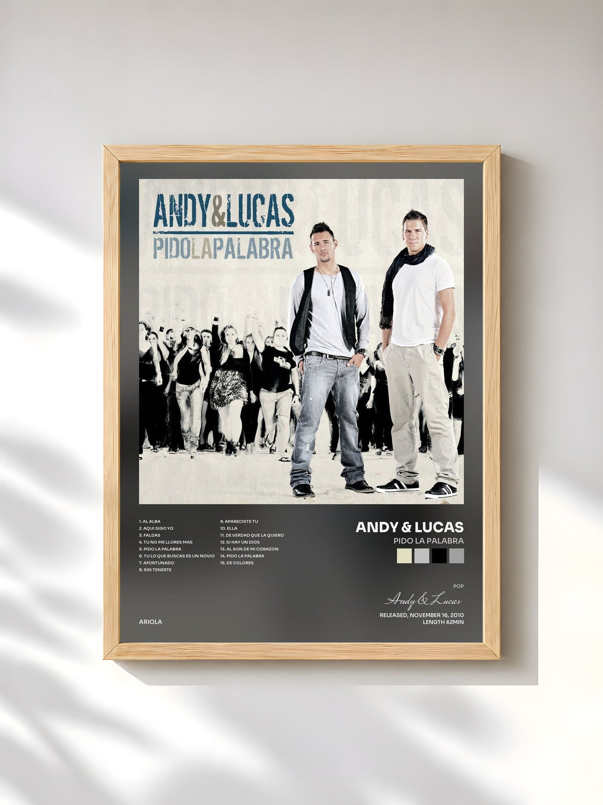 #bois Tableau de l'album Pido La Palabra de Andy & Lucas, cadre en bois brut, imprimé et encadré en France