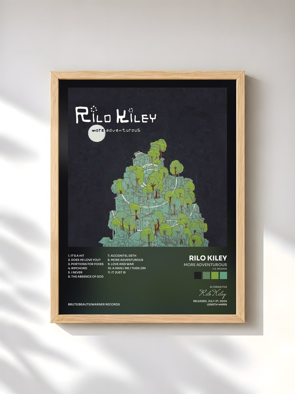 #bois Tableau de l'album More Adventurous (U.S. Release) de Rilo Kiley, cadre en bois brut, imprimé et encadré en France