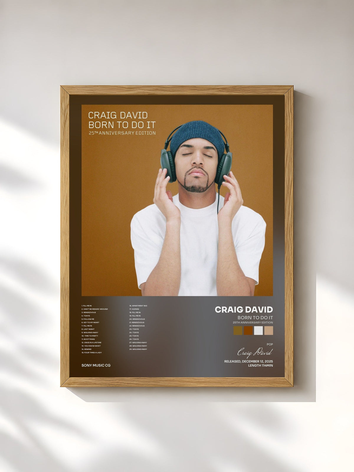 #bois Tableau de l'album Born to Do It (25th Anniversary Edition) de Craig David, cadre en bois brut, imprimé et encadré en France