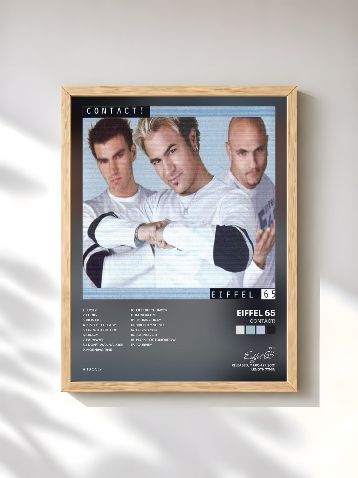 #bois Tableau de l'album Contact! de Eiffel 65, cadre en bois brut, imprimé et encadré en France