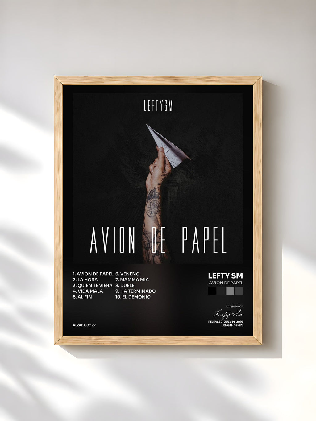 #bois Tableau de l'album Avion de Papel de Lefty Sm, cadre en bois brut, imprimé et encadré en France