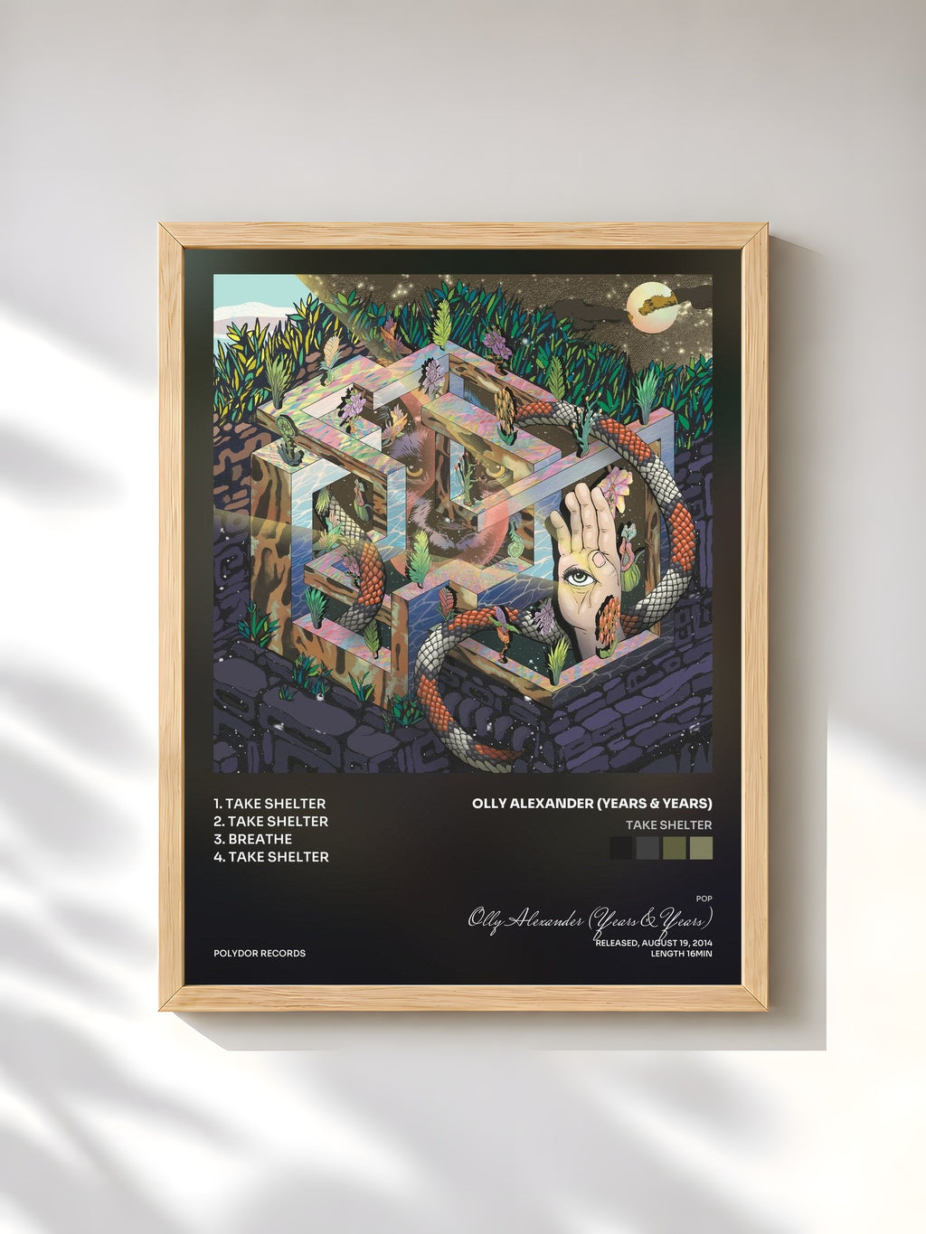 #bois Tableau de l'album Take Shelter de Olly Alexander (Years & Years), cadre en bois brut, imprimé et encadré en France