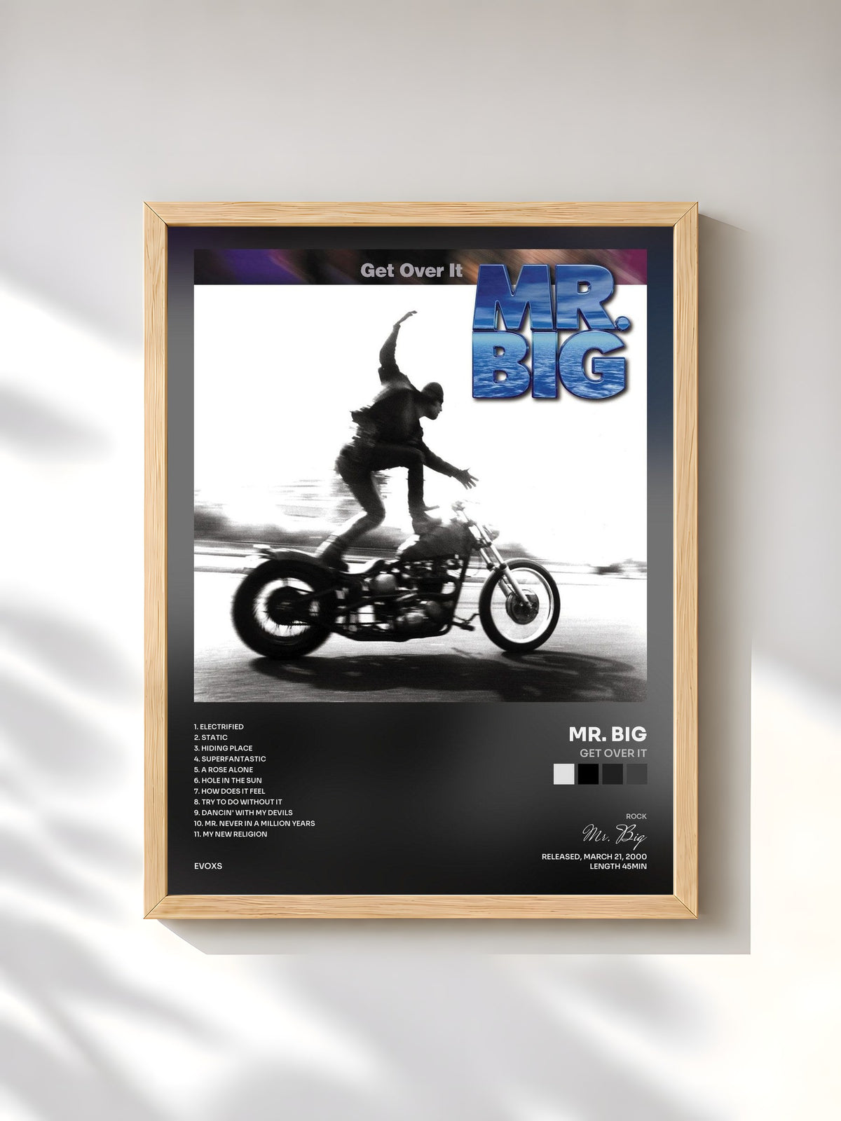 #bois Tableau de l'album Get Over It de Mr. Big, cadre en bois brut, imprimé et encadré en France