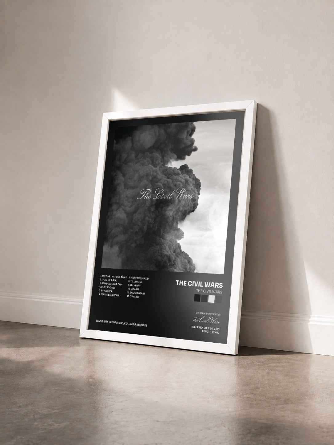 #blanc Tableau de l'album The Civil Wars de the Civil Wars vu de trois quarts, cadre blanc