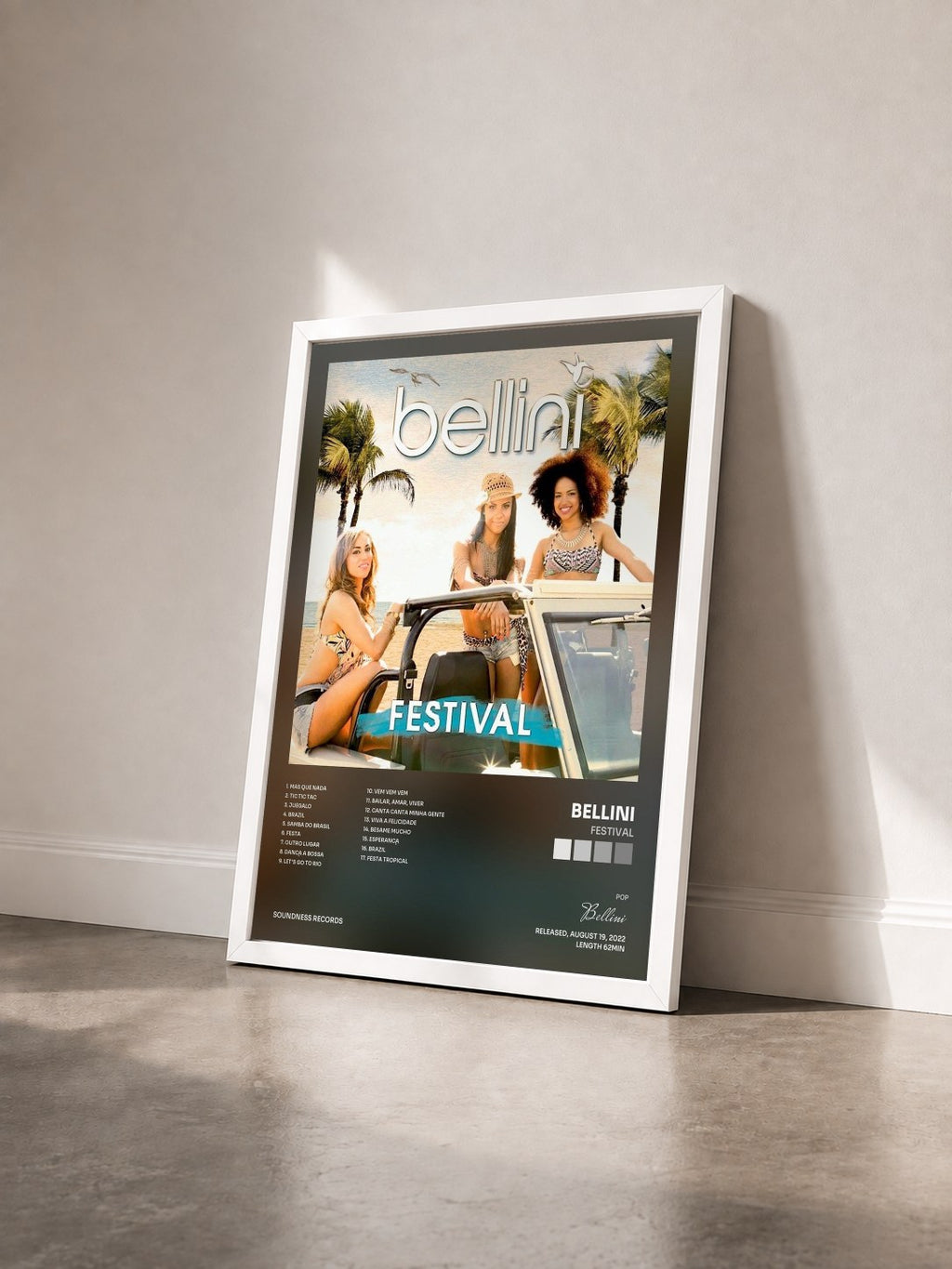 #blanc Tableau de l'album Festival de Bellini vu de trois quarts, cadre blanc