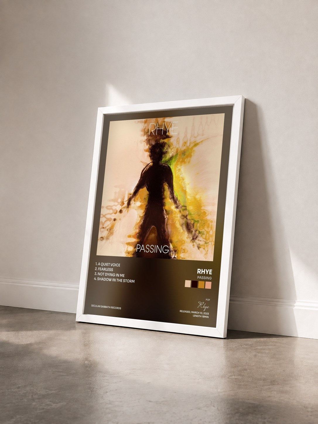 #blanc Tableau de l'album Passing de Rhye vu de trois quarts, cadre blanc