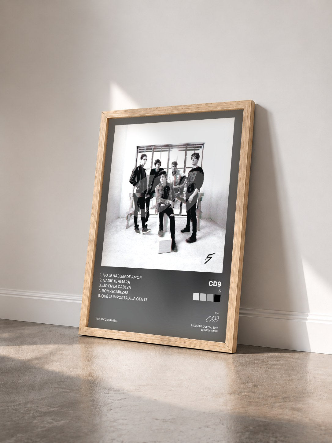 #bois Tableau de l'album .5 de CD9 vu de trois quarts, cadre en bois brut