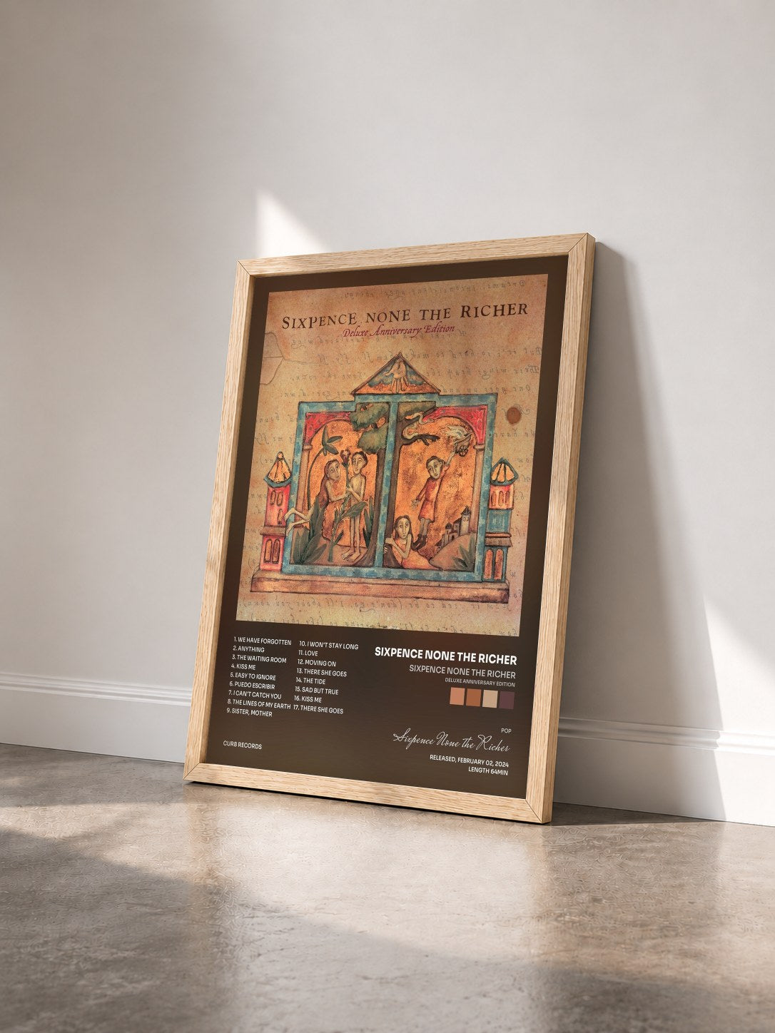 #bois Tableau de l'album Sixpence None The Richer (Deluxe Anniversary Edition) de Sixpence None the Richer vu de trois quarts, cadre en bois brut