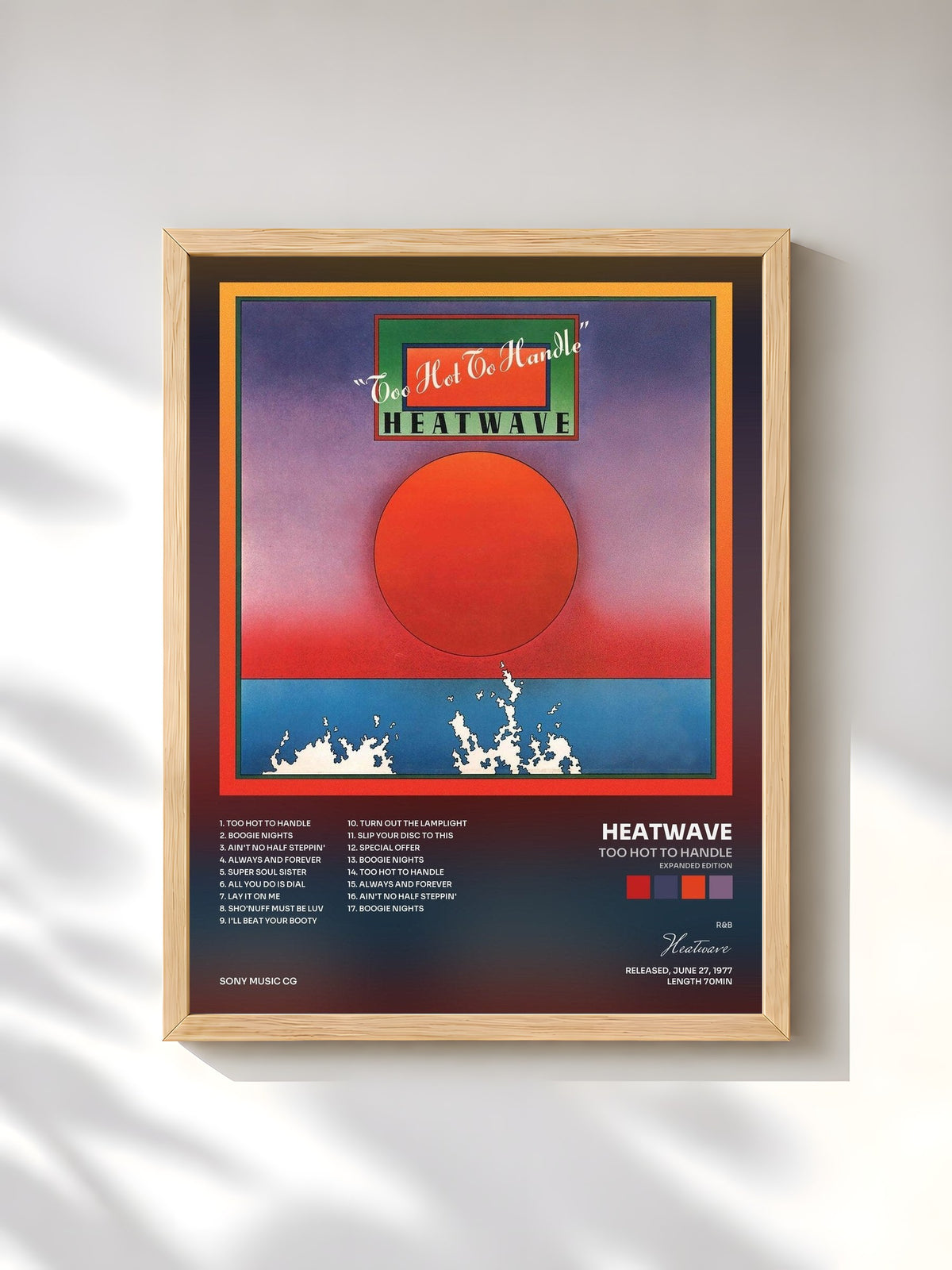 #bois Tableau de l'album Too Hot to Handle (Expanded Edition) de Heatwave, cadre en bois brut, imprimé et encadré en France