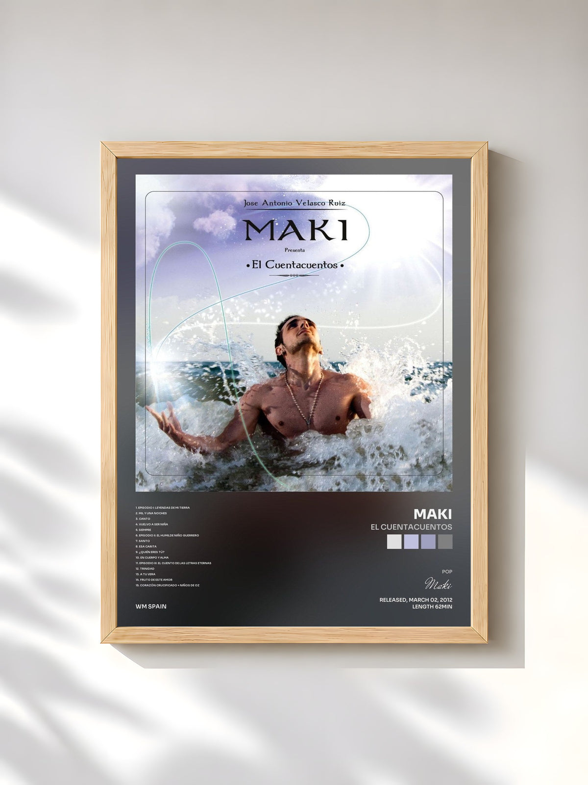 #bois Tableau de l'album El cuentacuentos de Maki, cadre en bois brut, imprimé et encadré en France