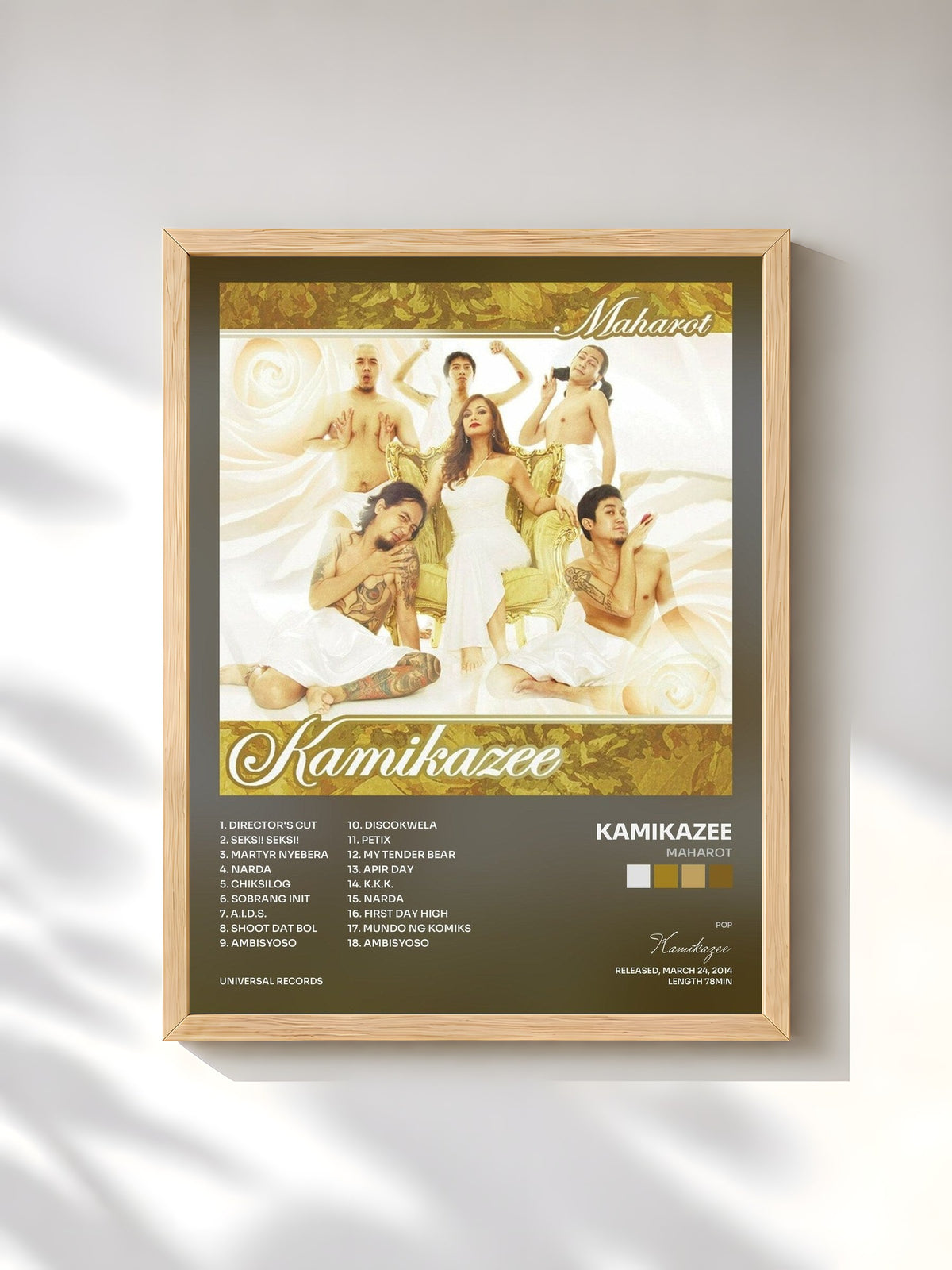 #bois Tableau de l'album Maharot de Kamikazee, cadre en bois brut, imprimé et encadré en France