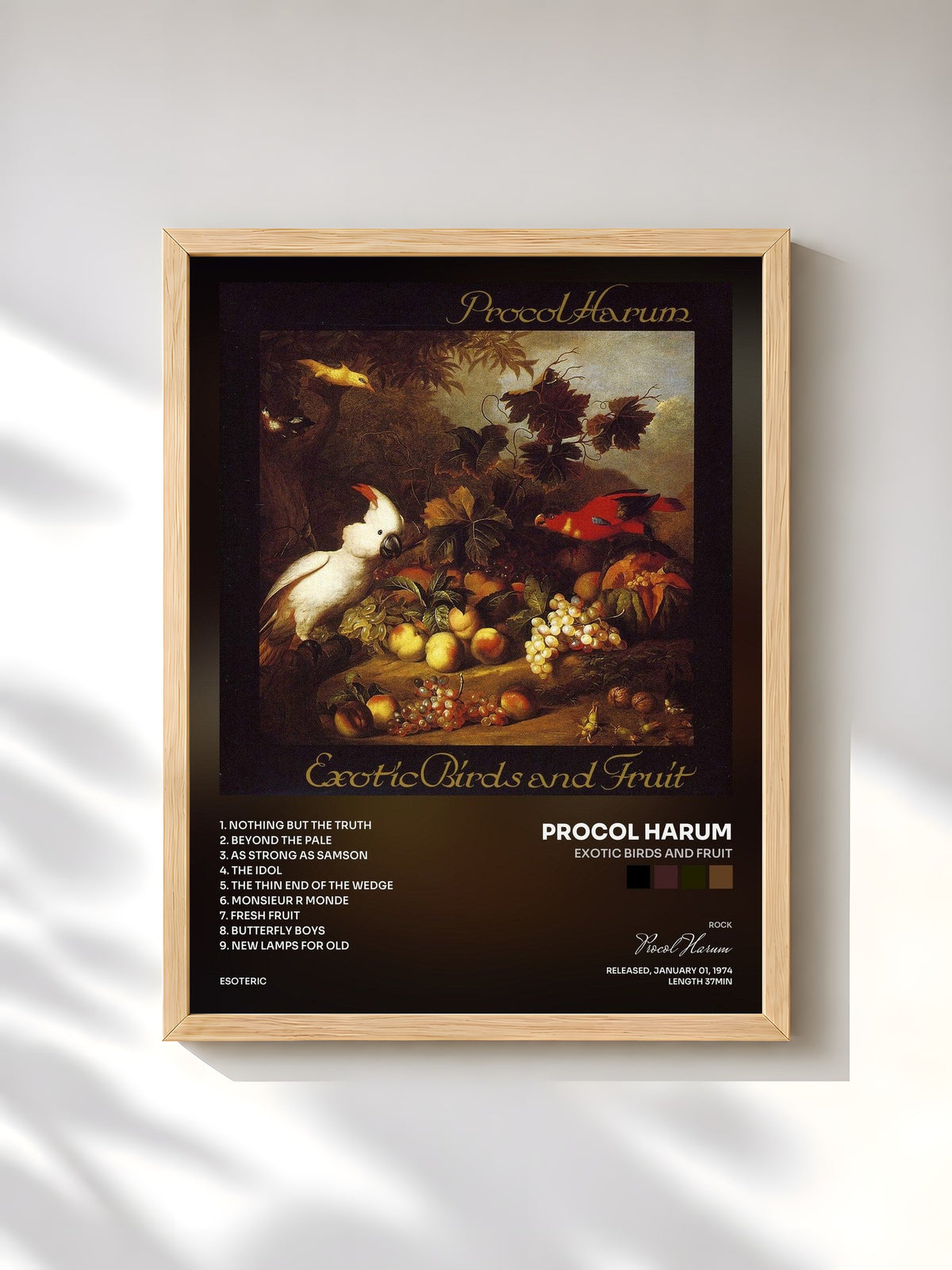 #bois Tableau de l'album Exotic Birds and Fruit de Procol Harum, cadre en bois brut, imprimé et encadré en France