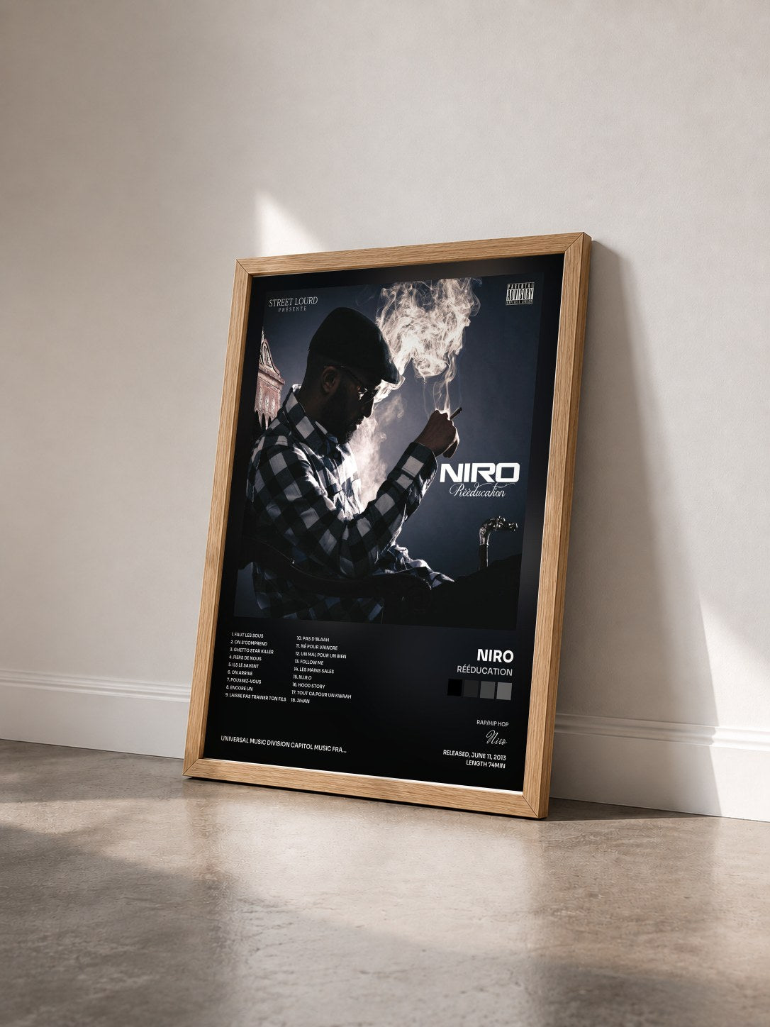 #bois Tableau de l'album Rééducation de Niro vu de trois quarts, cadre en bois brut