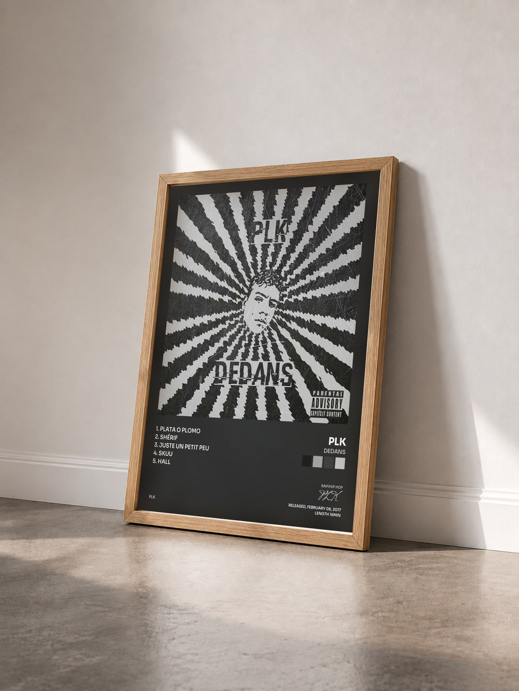 #bois Tableau de l'album Dedans de PLK vu de trois quarts, cadre en bois brut