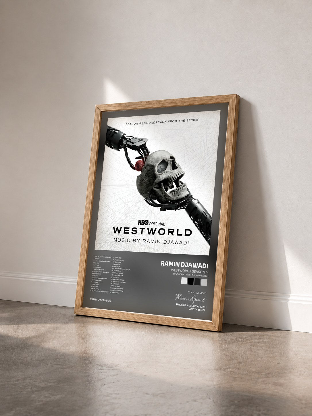 #bois Tableau de l'album Westworld: Season 4 (Soundtrack from the HBO® Series) de Ramin Djawadi vu de trois quarts, cadre en bois brut