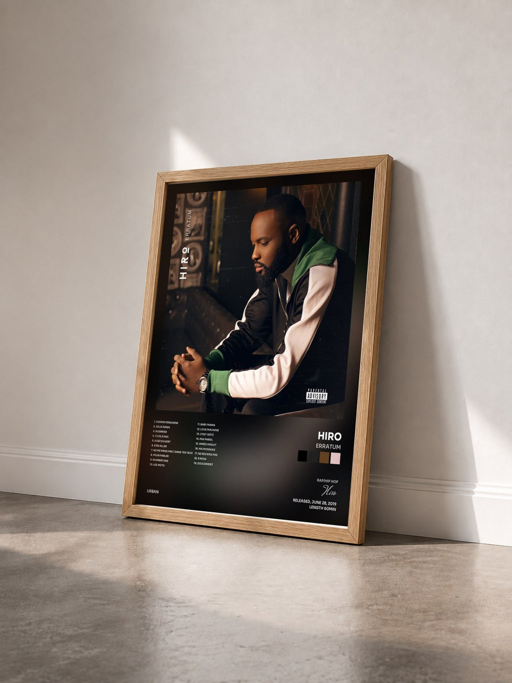 #bois Tableau de l'album Erratum de Hiro vu de trois quarts, cadre en bois brut