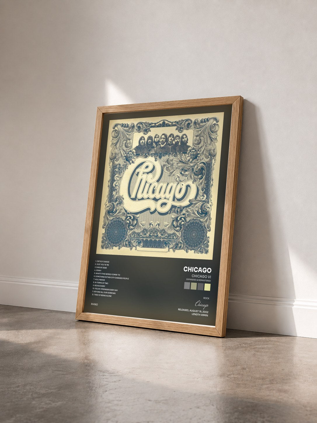 #bois Tableau de l'album Chicago VI (Expanded & Remastered) de Chicago vu de trois quarts, cadre en bois brut