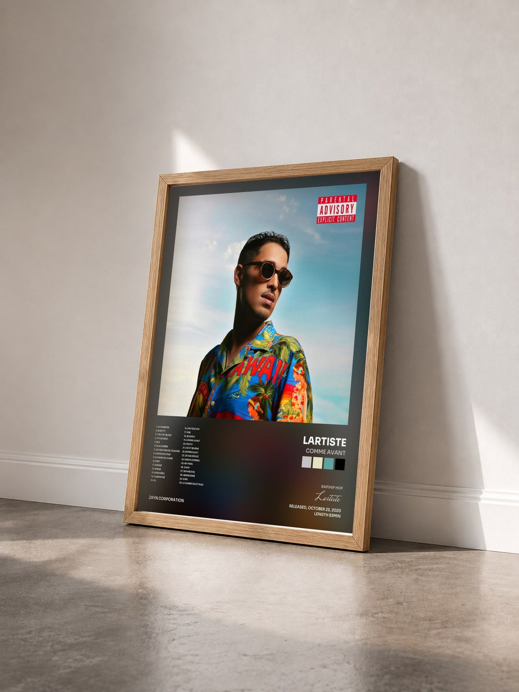 #bois Tableau de l'album Comme avant de Lartiste vu de trois quarts, cadre en bois brut