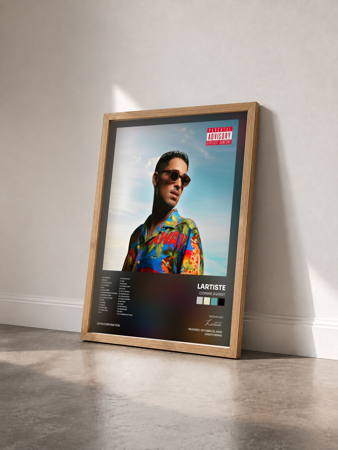 #bois Tableau de l'album Comme avant de Lartiste vu de trois quarts, cadre en bois brut