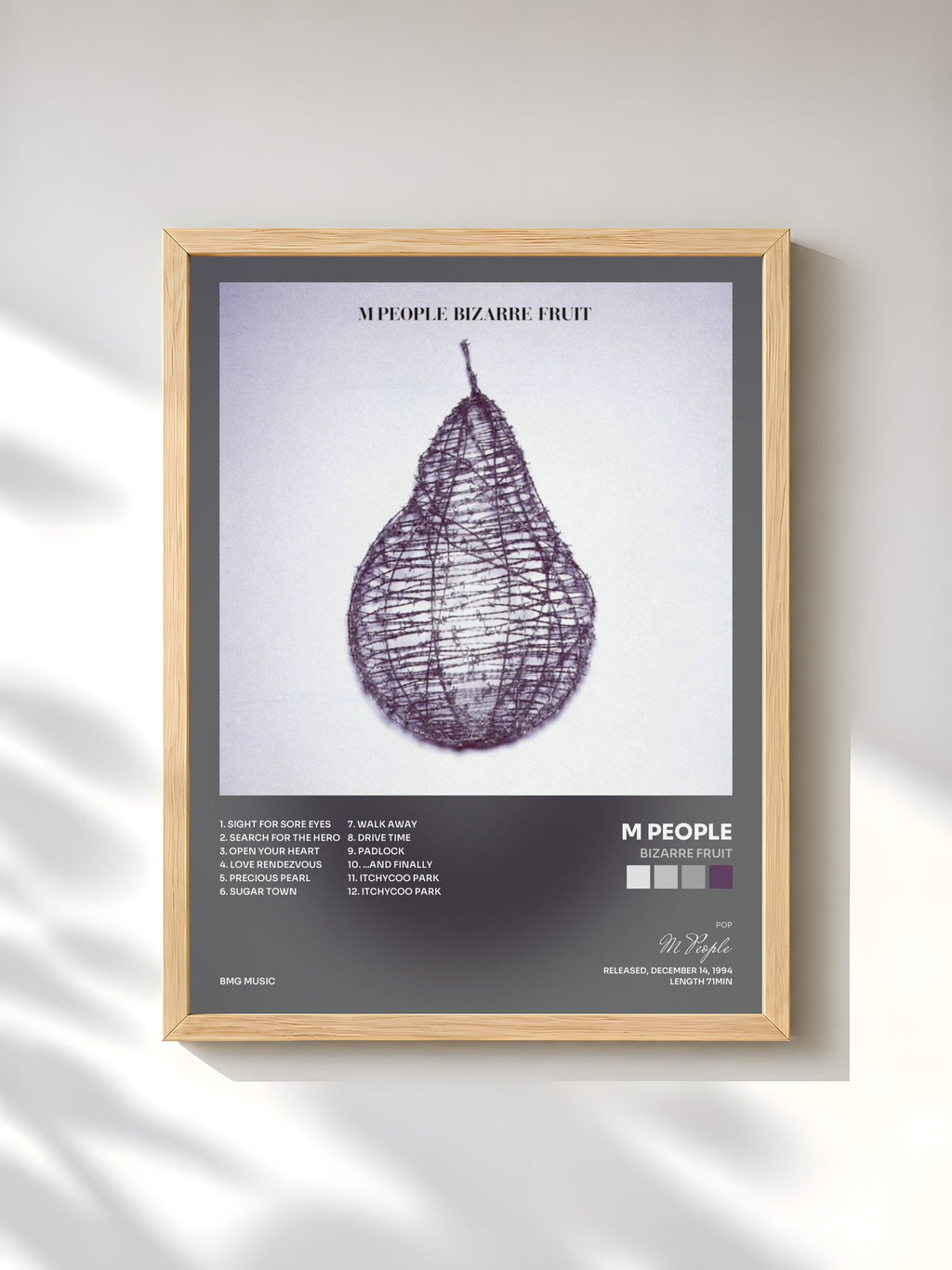 #bois Tableau de l'album Bizarre Fruit de M People, cadre en bois brut, imprimé et encadré en France