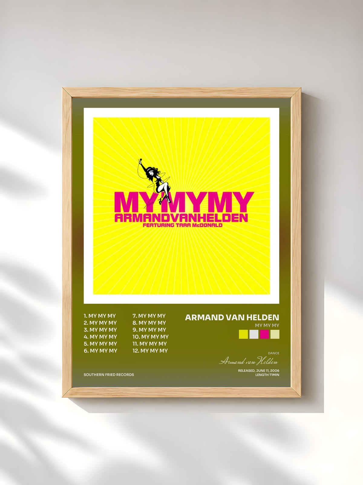 #bois Tableau de l'album My My My de Armand van Helden, cadre en bois brut, imprimé et encadré en France