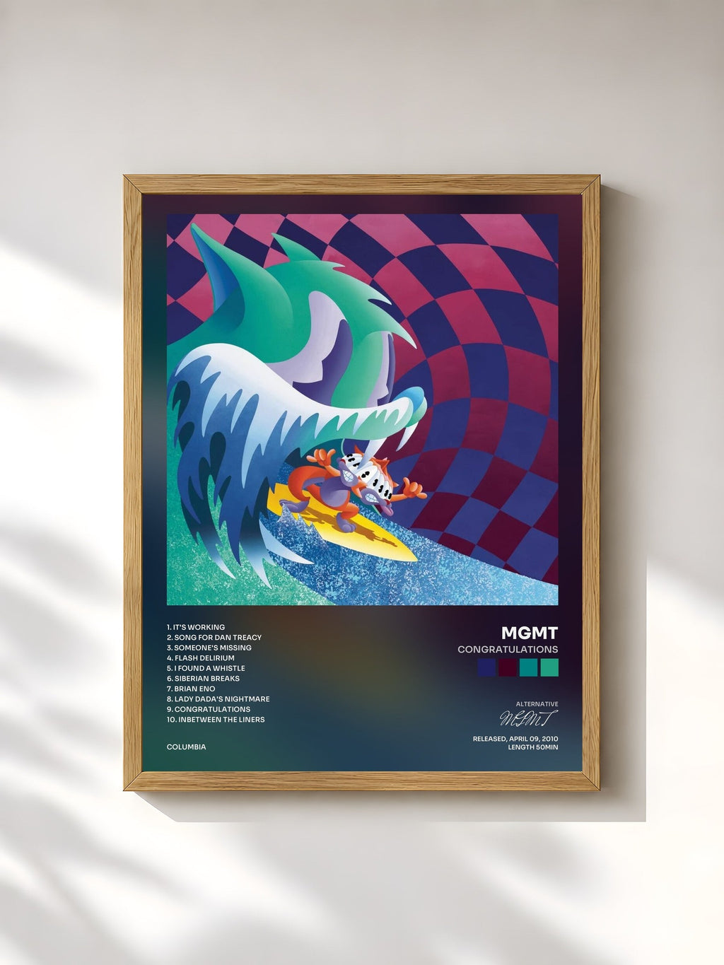 #bois Tableau de l'album Congratulations de MGMT, cadre en bois brut, imprimé et encadré en France