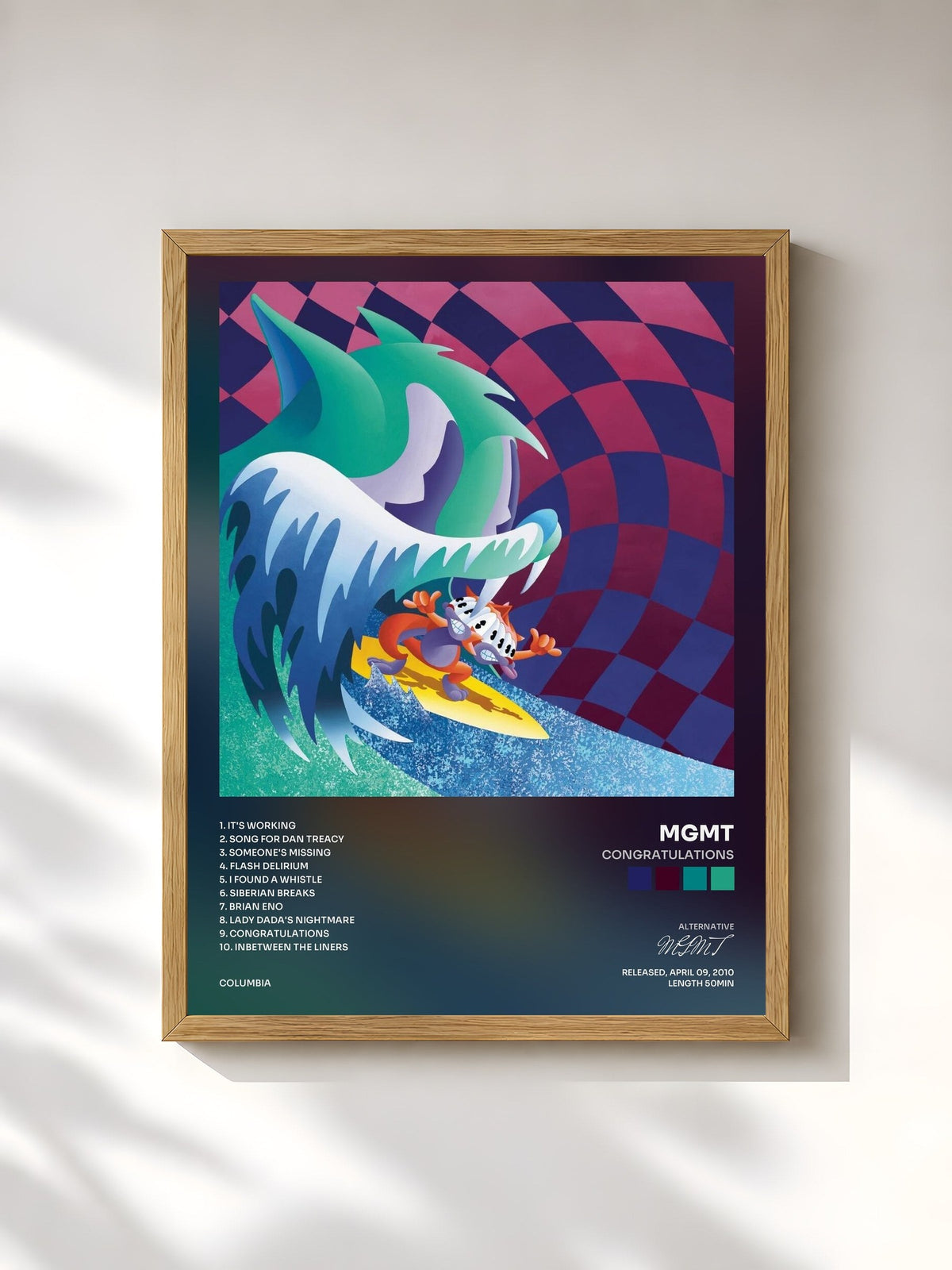 #bois Tableau de l'album Congratulations de MGMT, cadre en bois brut, imprimé et encadré en France