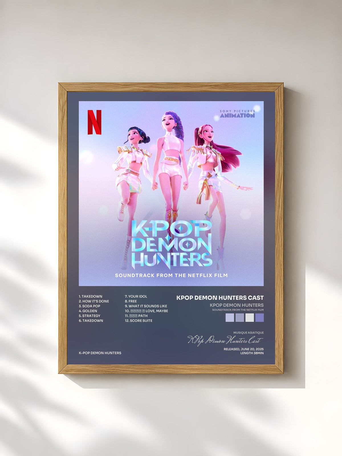 #bois Tableau de l'album KPop Demon Hunters (Soundtrack from the Netflix Film) de KPop Demon Hunters Cast, cadre en bois brut, imprimé et encadré en France